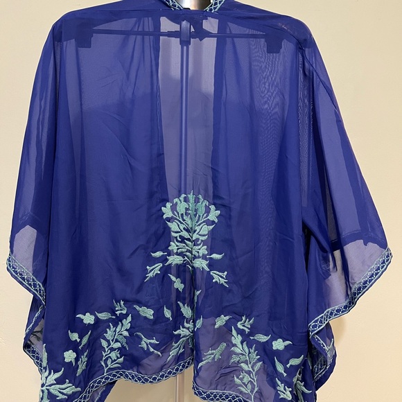 bebe Cobalt Blue Tunic with Aqua Embroidery - Picture 2 of 3